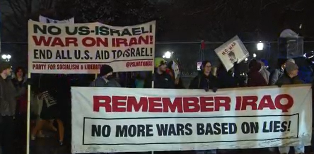 Protesters rally against attacks on Iran outside White House