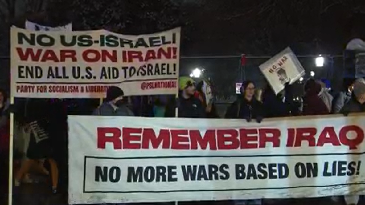 Protesters rally against attacks on Iran outside White House