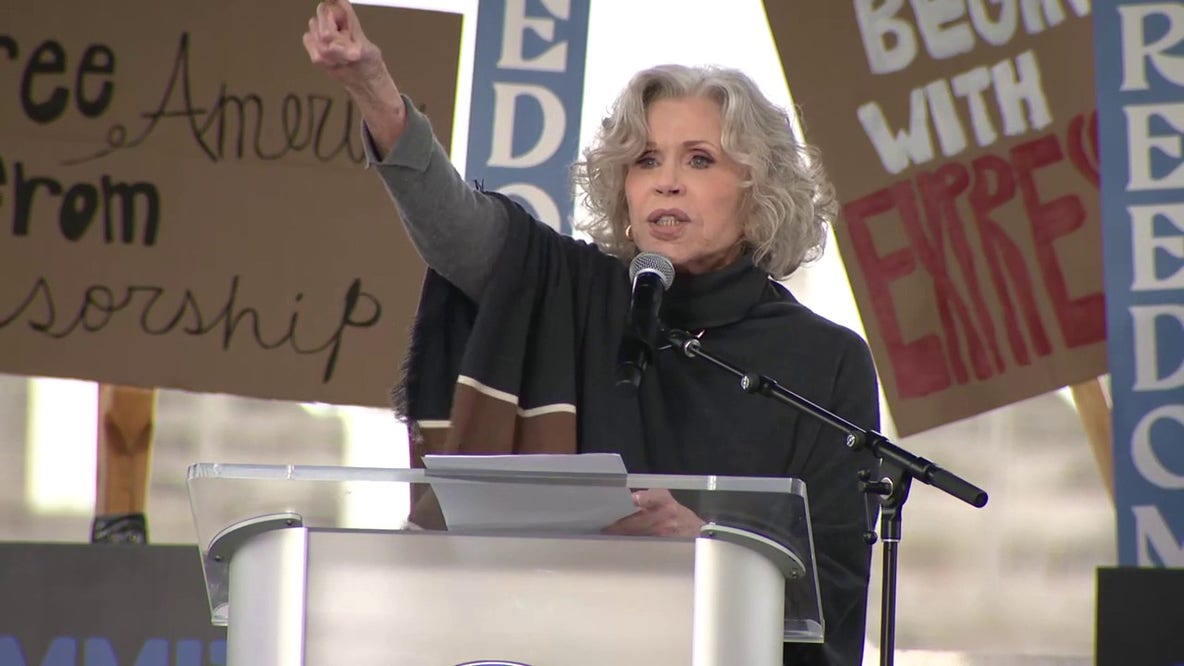 Actress Jane Fonda, singer Maggie Rogers protest with other artists at Kennedy Center