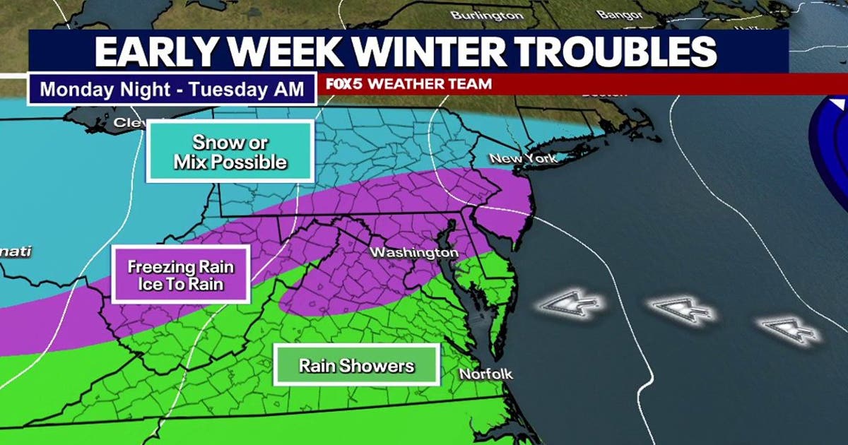 DC weather: Light snow, freezing rain possible this week as temperatures drop