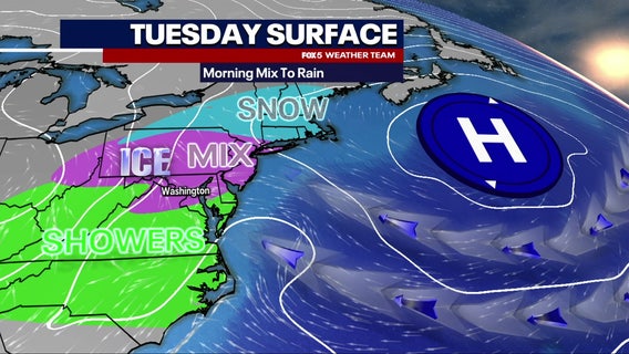 Freezing rain threat early Tuesday across the DC region