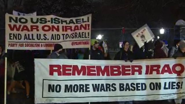 Protesters rally against attacks on Iran outside White House