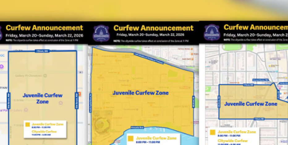 Juvenile curfews in effect for Navy Yard, Chinatown, U Street corridor, the Wharf
