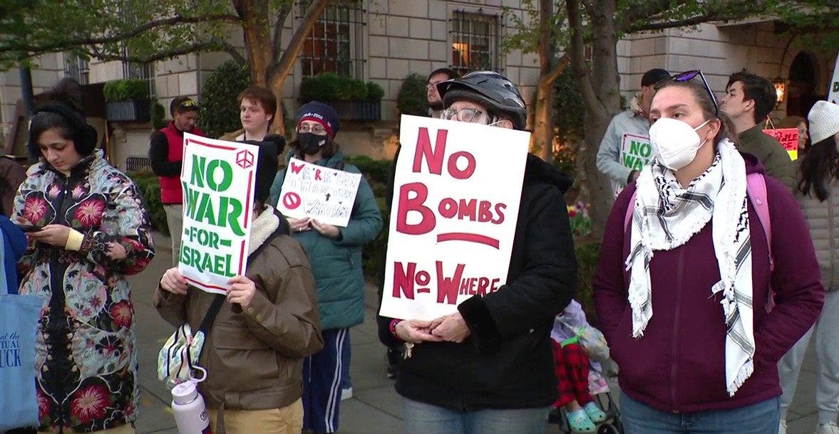 Protesters gather in front of White House over conflict in Iran, another planned