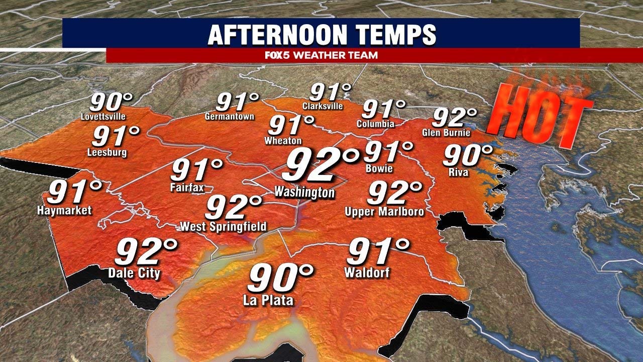 DC weather: Record heat possible Wednesday as temperatures push into the 90s