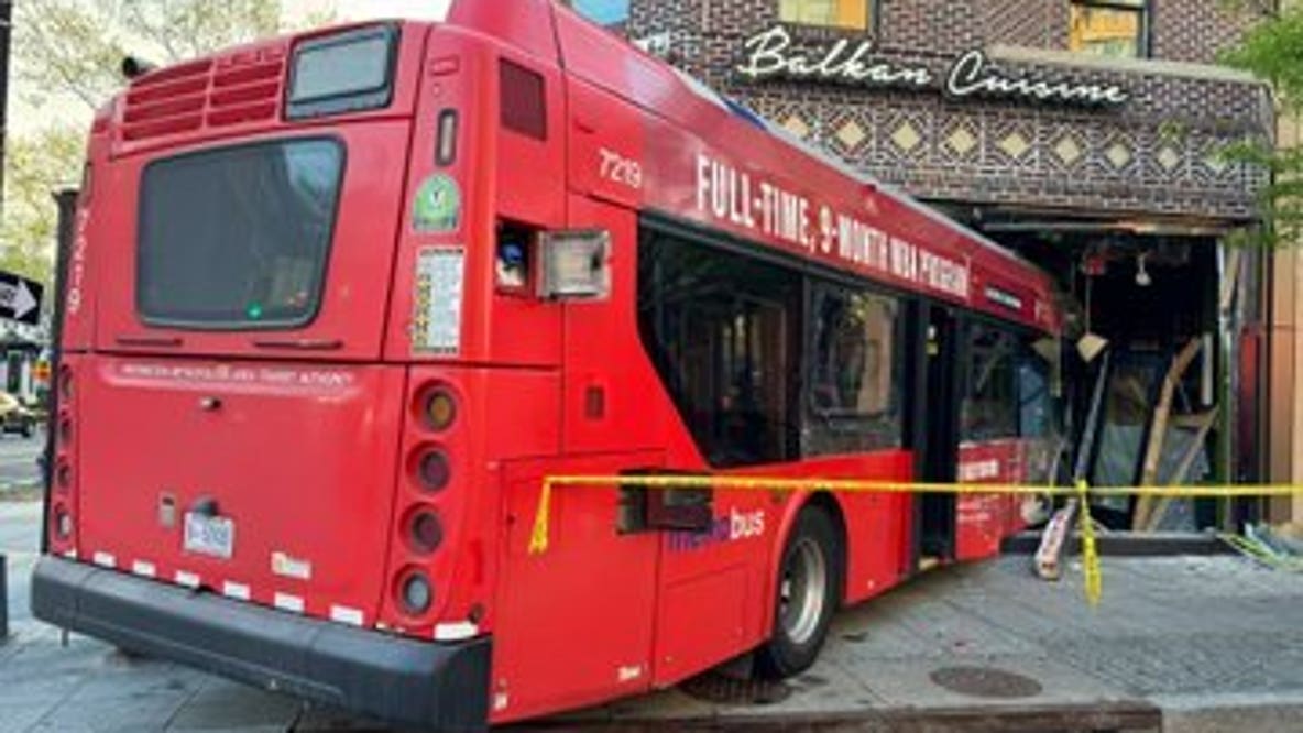 Bus crashes into AMBAR Restaurant in DC, partially inside building; 4 checked for injuries