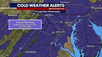 Freeze Warning in effect late Tuesday night into Wednesday morning