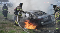 Maryland firefighters pull driver from burning car after crash