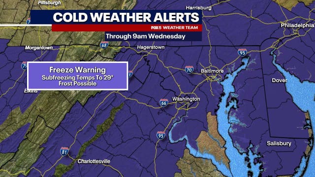 Freeze Warning in effect late Tuesday night into Wednesday morning