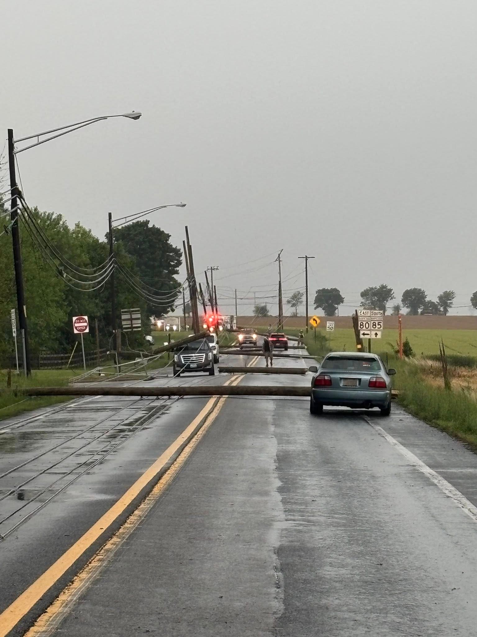 Power poles collapse along Route 85 in Frederick County, causing closures
