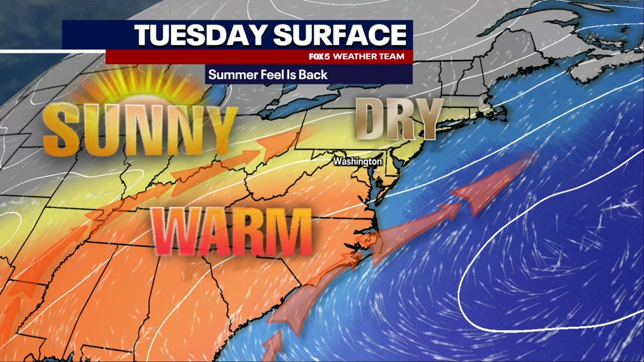DC weather: Sunny and warm Tuesday; rain moves in Wednesday