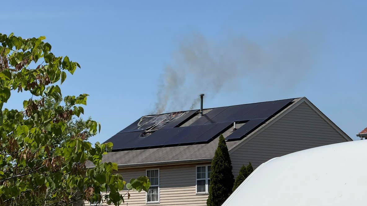 Solar panels catch fire on Stafford County home roof