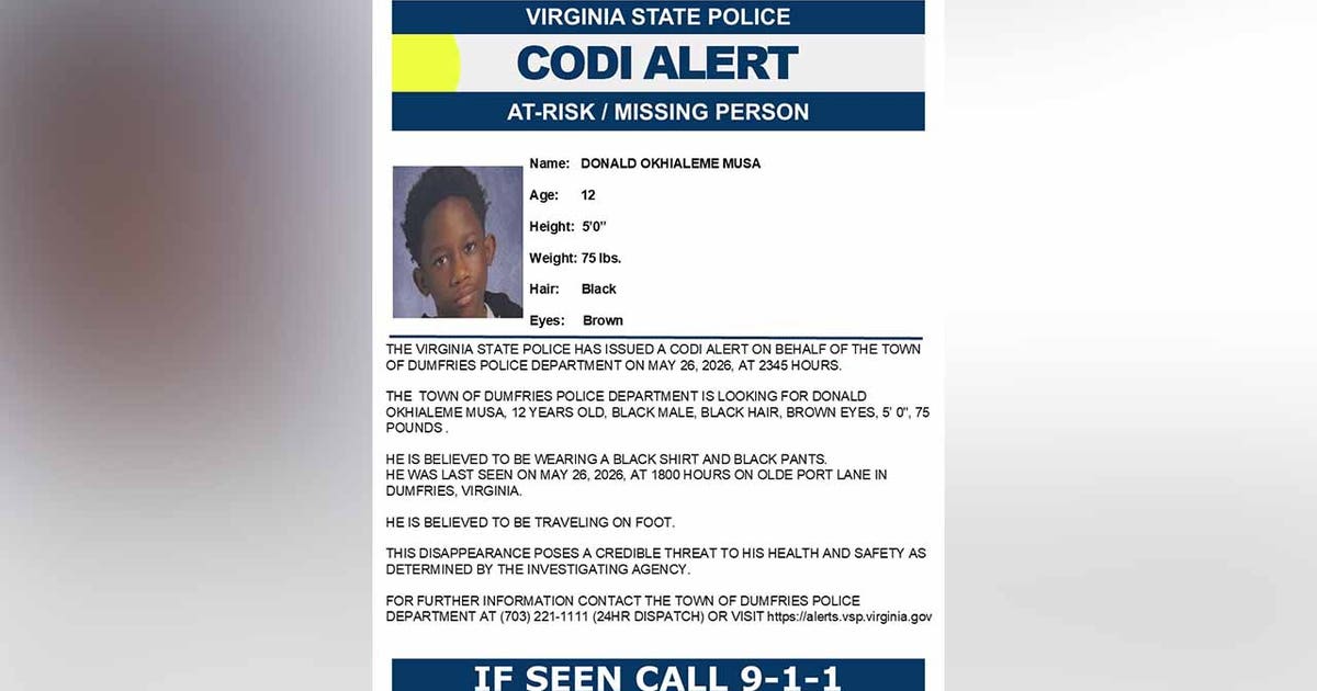 Virginia State Police issue Codi Alert for missing 12 year old boy