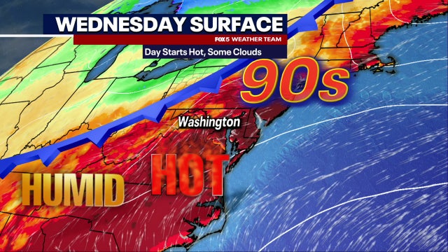 DC weather: Hot, humid Wednesday with showers and thunderstorms