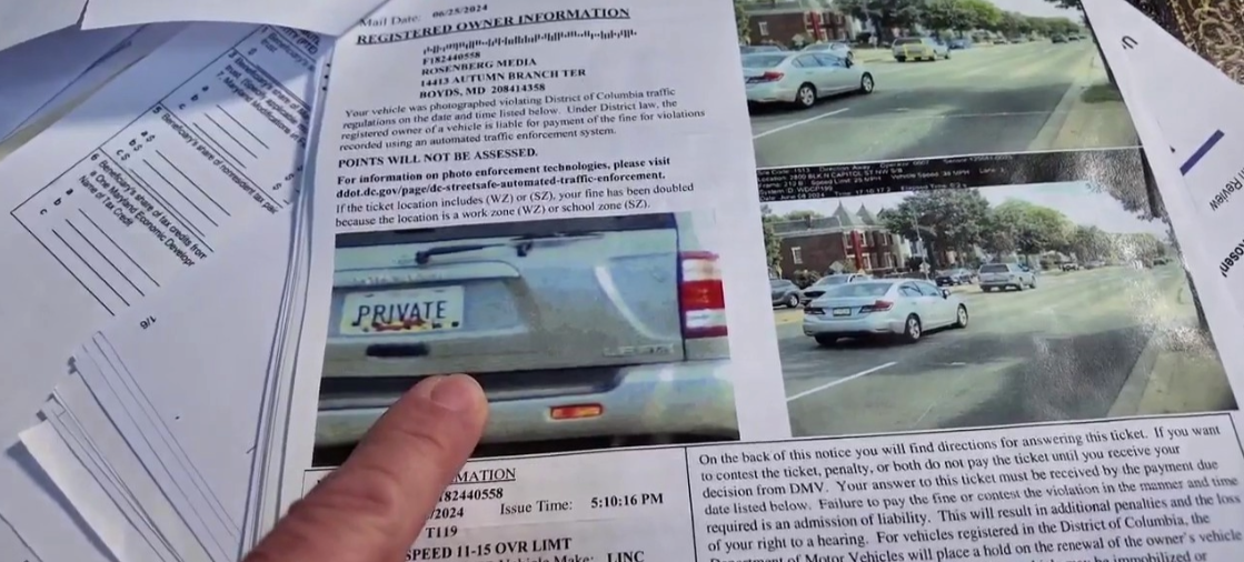Northern Virginia driver fights citations tied to fake license plate
