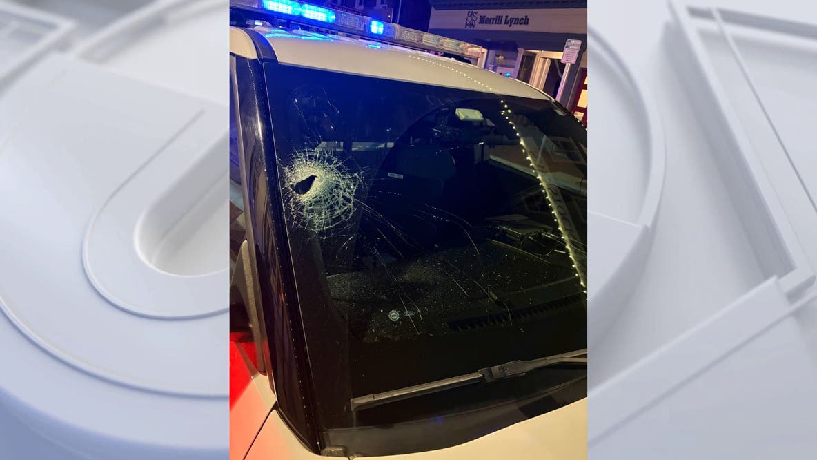 Guitar smashes Leesburg police officer's windshield; police search for suspect