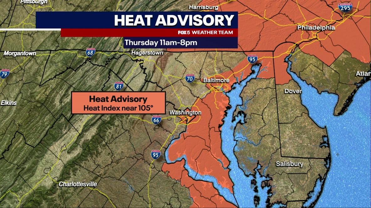 DC weather: Heat Advisory Thursday with evening thunderstorms possible