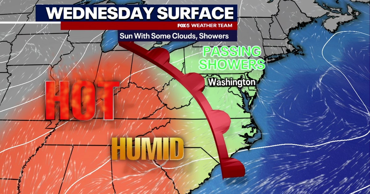DC weather: Sunny and hot Wednesday; isolated afternoon thunderstorms possible