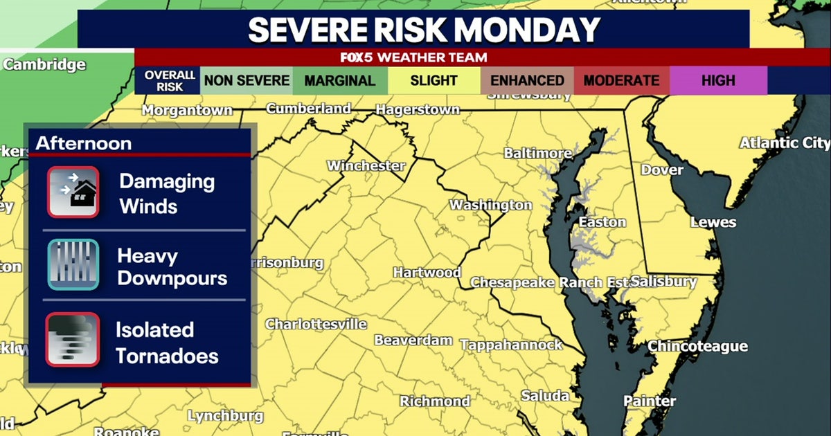 DC weather: Scattered showers and thunderstorms Monday could threaten evening commute