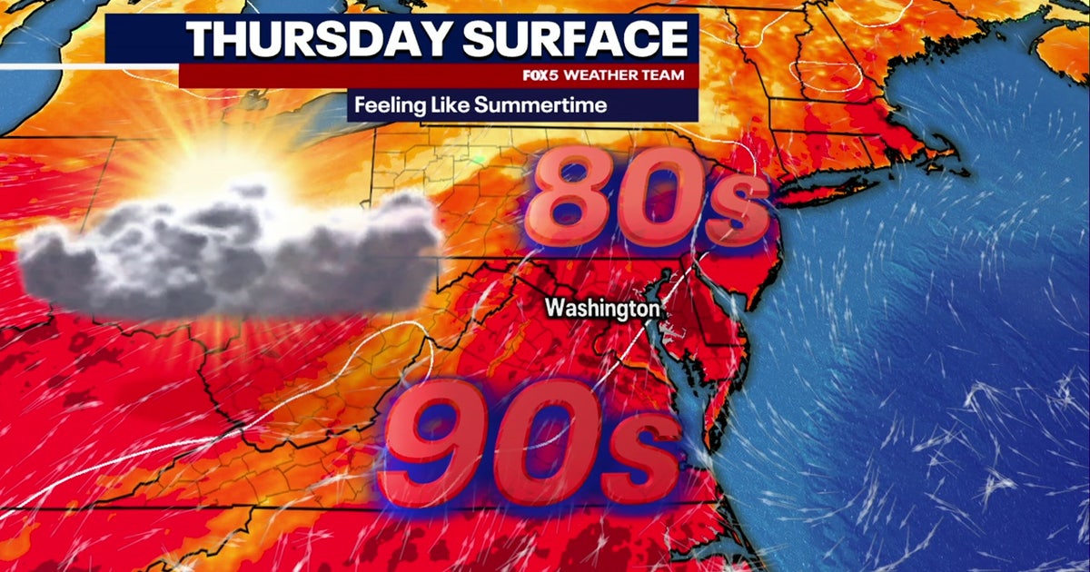 DC weather: Mostly sunny Thursday with highs in the upper 80s; showers and storms possible Friday
