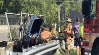 Crash sends vehicle hanging off side of bridge in Germantown