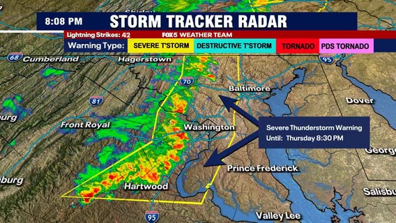 DC weather: Severe thunderstorm warnings issued for much of DMV Thursday night