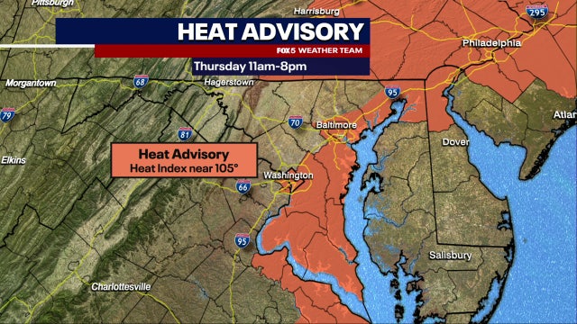 DC weather: Heat Advisory Thursday with evening thunderstorms possible