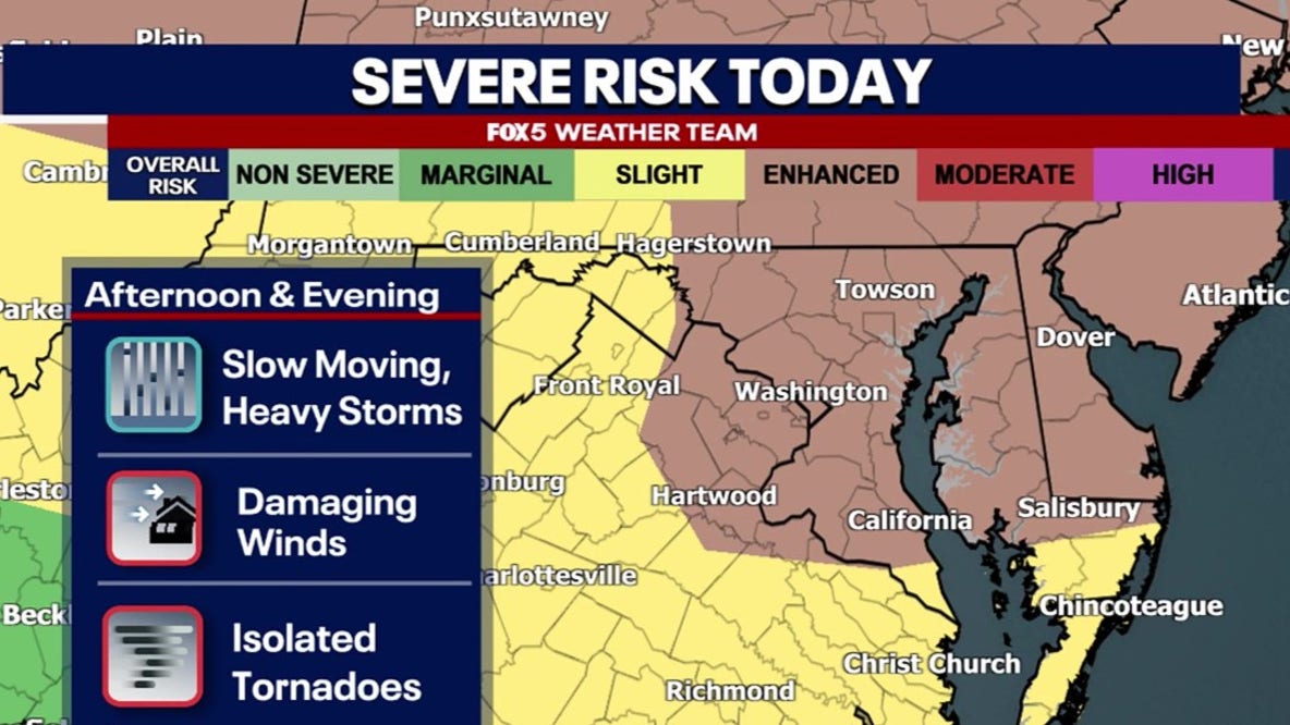 LIVE: Severe thunderstorm, tornado warnings issued across DMV Saturday
