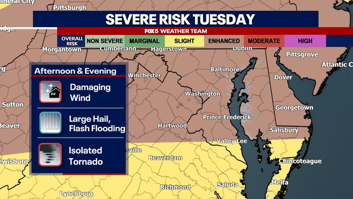 DC weather: Strong thunderstorms, severe weather Tuesday could impact evening commute