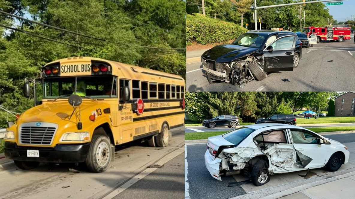 5 injured after multi-vehicle crash involving school bus in Gaithersburg