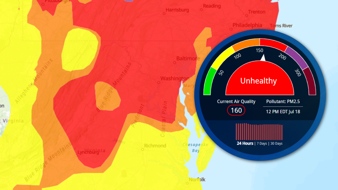 DC, Northern Virginia, Maryland air quality at Code Red Saturday: When will wildfire smoke clear?
