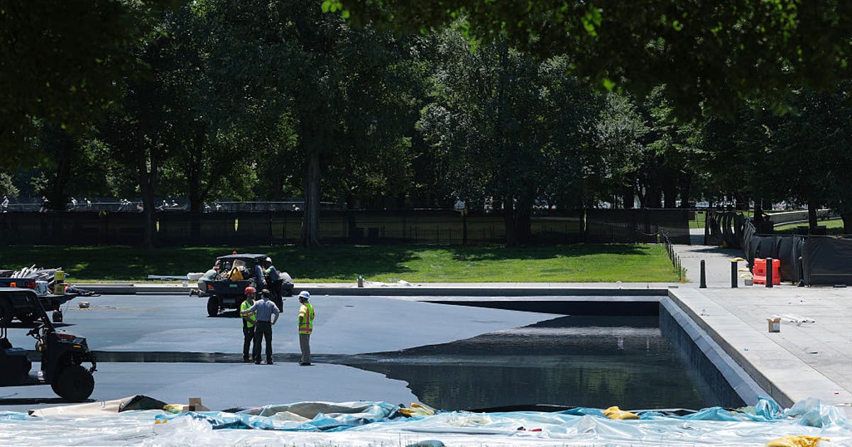 O Lincoln Memorial Reflecting Pool está novamente sem água para reparos após falhas