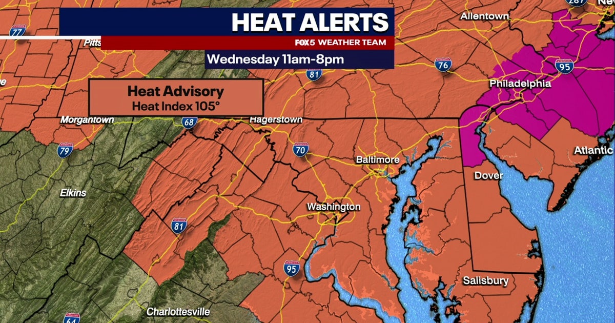 Heat Advisory in effect across DC, Maryland and Virginia Wednesday as dangerous temperatures climb