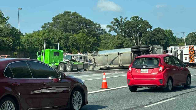 Fiery tractor-trailer crash on Route 50 causes major delays