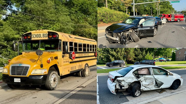 5 injured after multi-vehicle crash involving school bus in Gaithersburg
