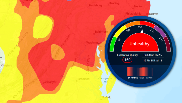 DC, Northern Virginia, Maryland air quality at Code Red Saturday: When will wildfire smoke clear?