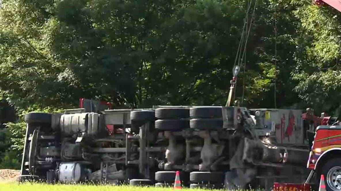 Overturned cement truck causes delays in Bethesda