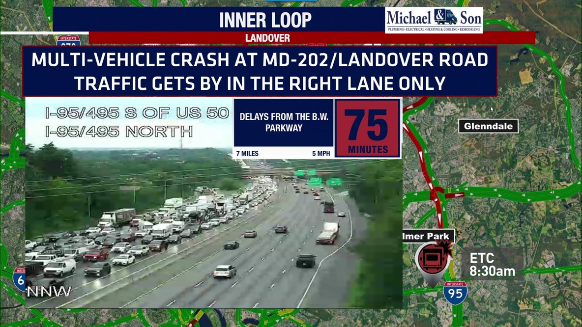 3 tractor trailers, one hauling 10,000 pounds of garbage, crash on I-495 in Prince George’s