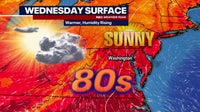 DC weather: Warm, humid Wednesday with highs in the upper-80s