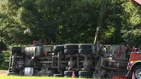 Overturned cement truck causes delays in Bethesda