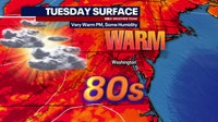 DC weather: Warm, humid Tuesday with highs in the upper 80s
