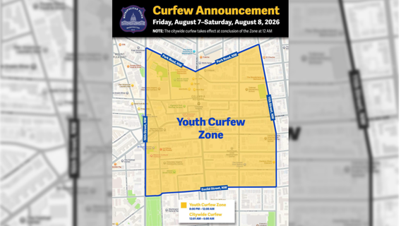 DC youth curfew zone announced for Columbia Heights this weekend