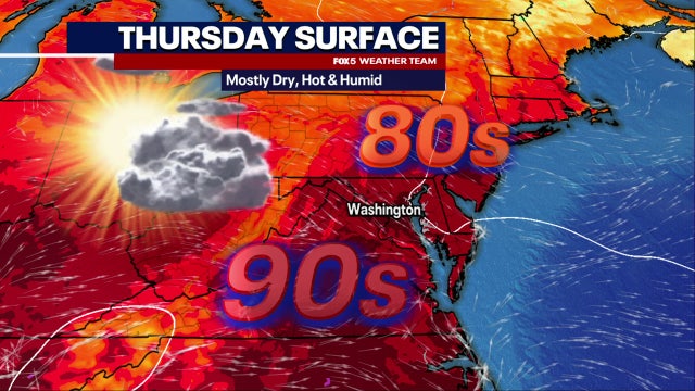 DC weather: Hot, humid Thursday with isolated thunderstorm chances