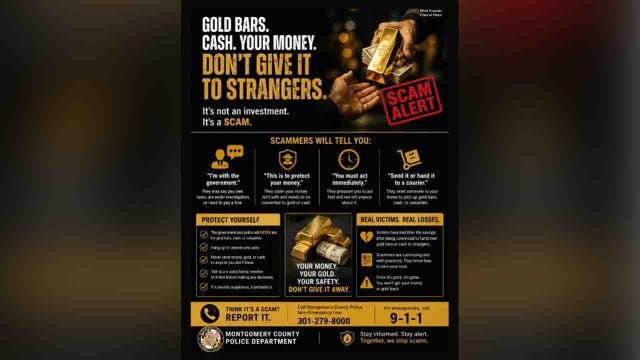 Montgomery County police warn about gold bar scams