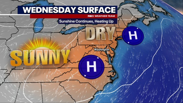 DC weather: Sunny, warm Wednesday with highs in the mid 80s