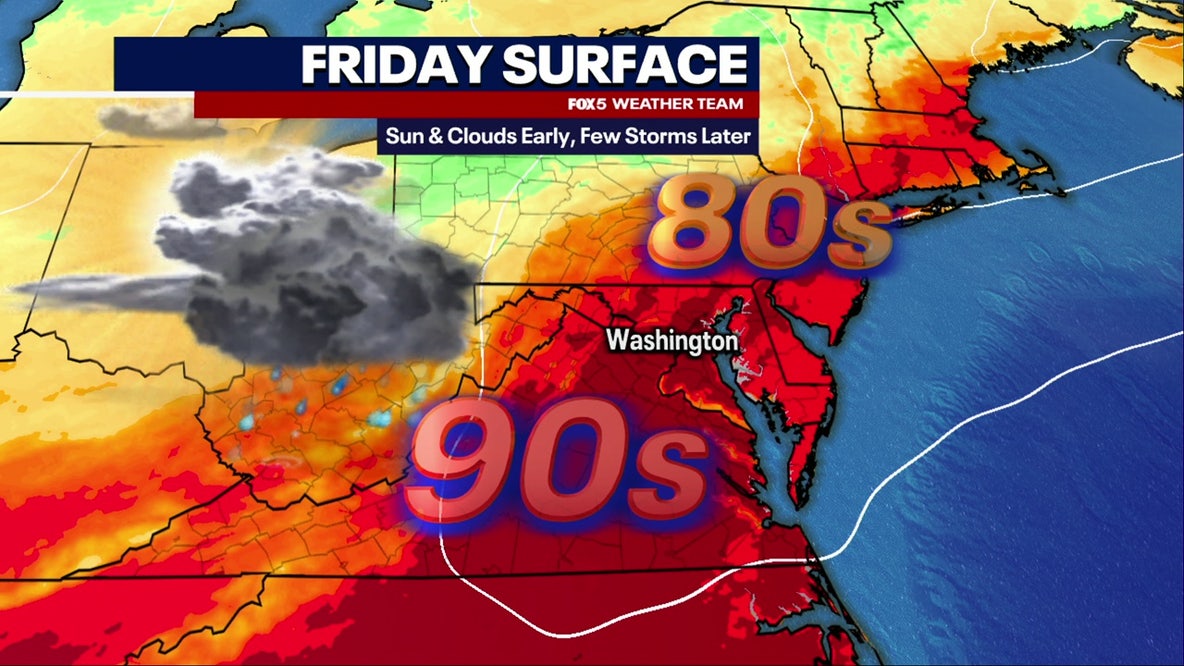 DC weather: Summerlike warmth Friday ahead of evening storms