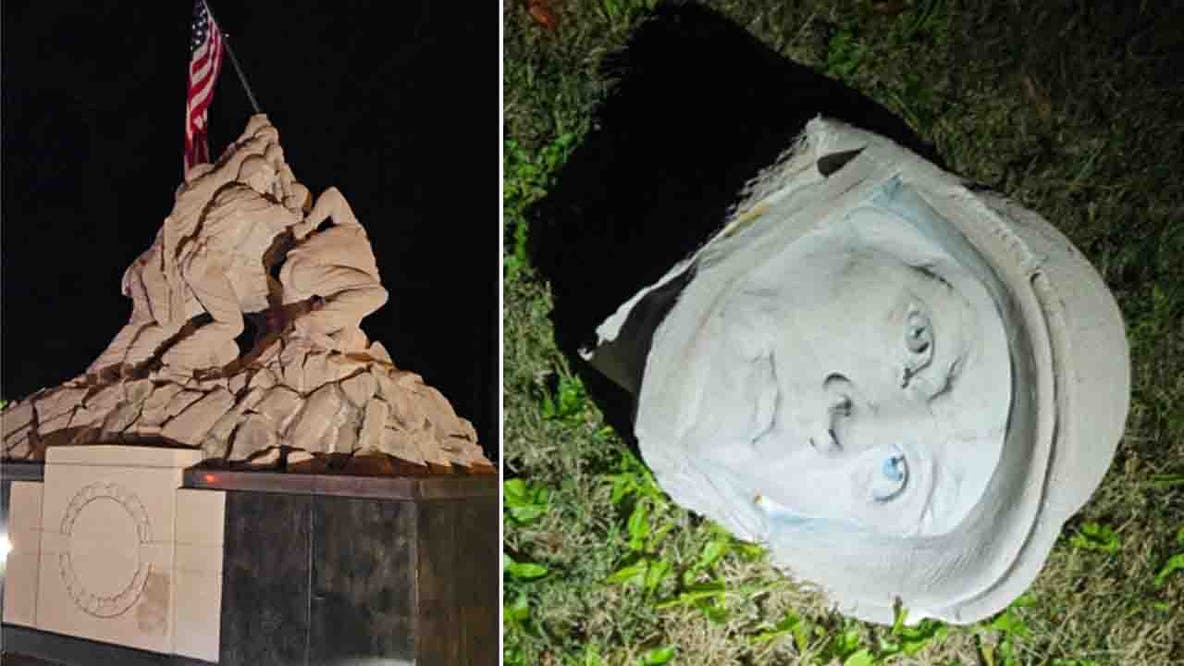 Man arrested after using sledgehammer to damage Iwo Jima statue at Marine Corps Base Quantico