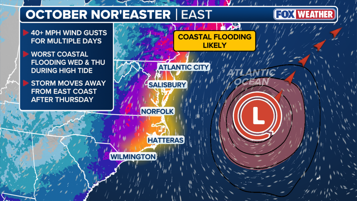 Nor'easter to bring coastal flooding, dangerous surf to Maryland and Virginia beaches