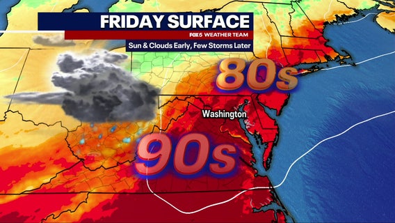 DC weather: Summerlike warmth Friday ahead of evening storms, weekend showers