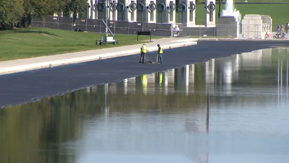 Reflecting Pool refilled after troubled renovation, vandalism allegations